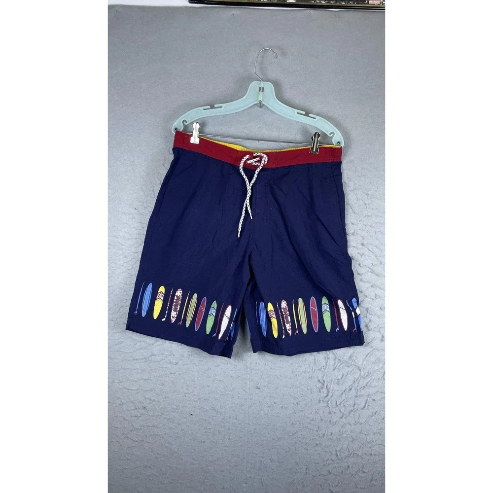 Tommy Hilfiger Shorts Mens XL Blue Surfboard‎ Swim Trunks Drawstring Lined